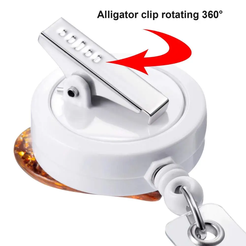 Бейдж выдвижной со сверкающими сердечками для медсестер держатель с зажимом