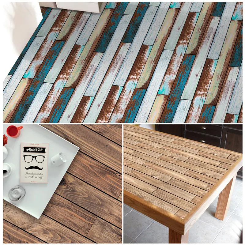 

20x500cm Self Adhesive PVC Wood Plank Wallpapers Waterproof Wood Grain Floor Stickers for DIY Home Decoration SDF-SHIP