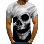 Мужская летняя футболка с 3D-принтом черепа, демона, модная футболка с круглым вырезом, одежда для мальчиков, уличная одежда большого размера, 2021