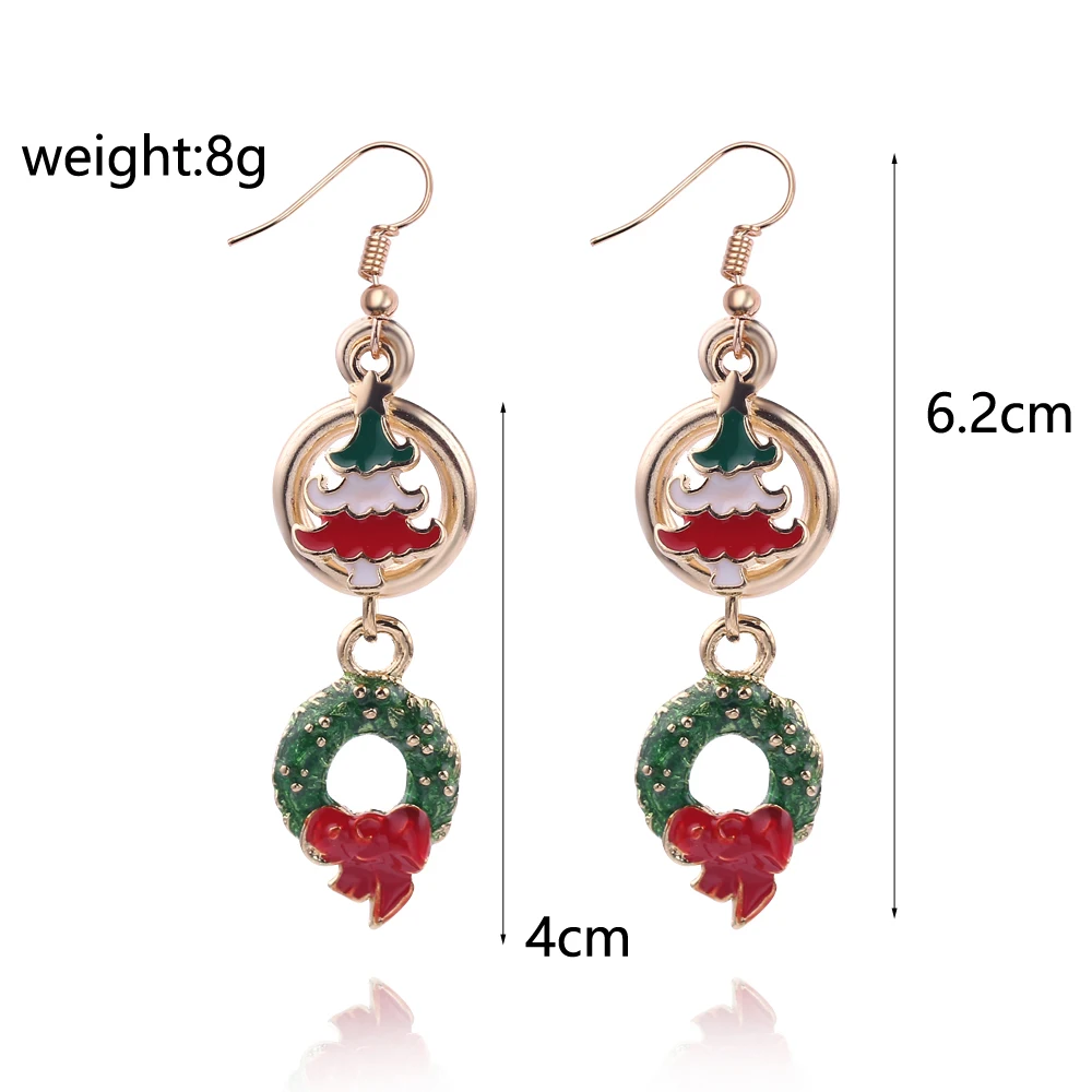 Креативные серьги в виде рождественской елки круглые с подвесками дизайнерские