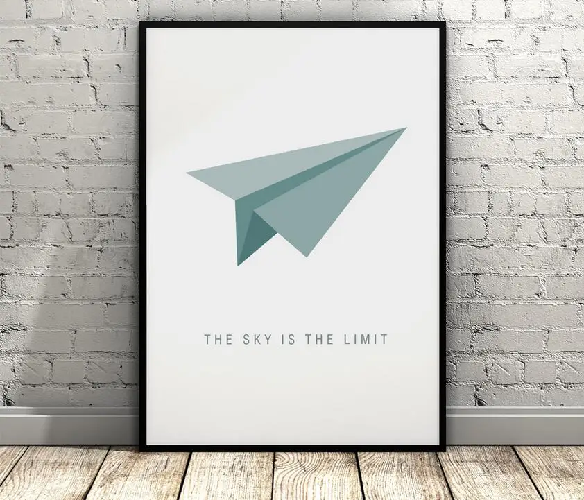 Бумага самолет летать выше мотивационные фразы Арт холст картины Nordic Плакаты и