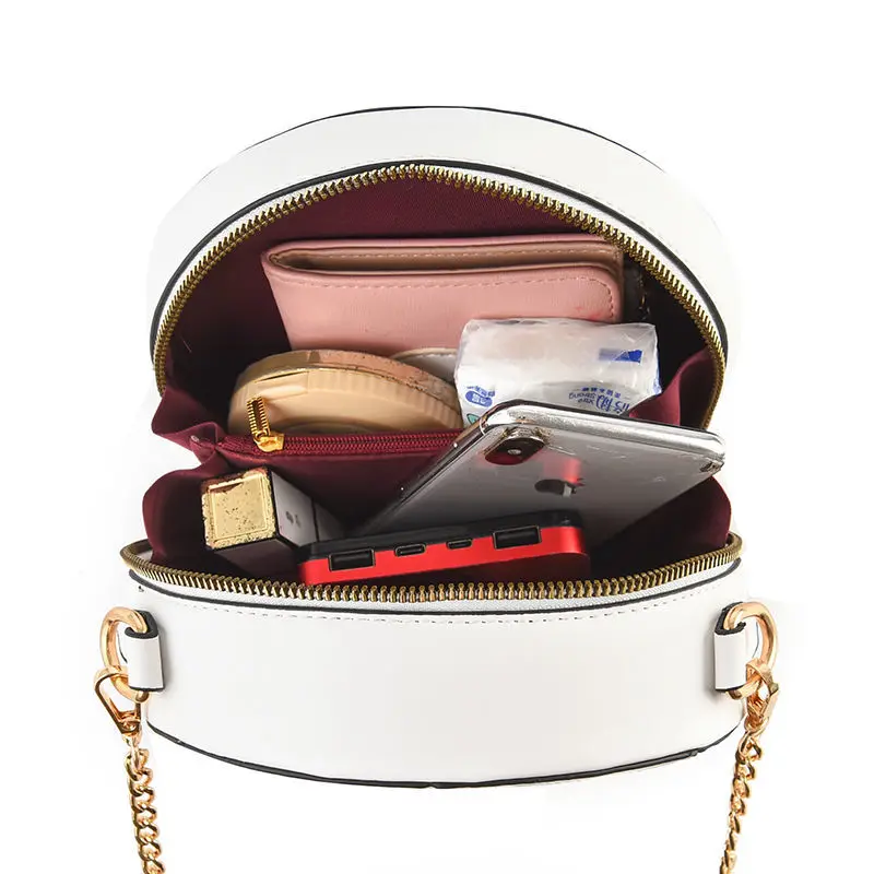 

Plaid Kitten Pendant Women Luxury Handbag Large Capacity Shoulder Bags for Female 2021 Chain Totes PU Leather Small Round Bag