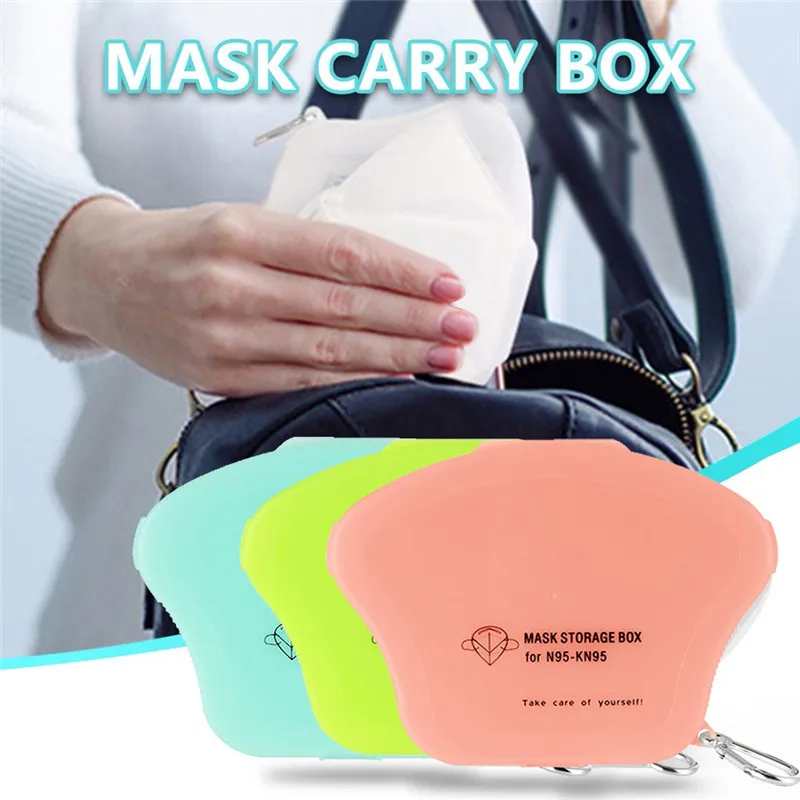 

Store Masks Box Holder Facemask Storage Portable Mouth Cap Folding Storage Box Organizer Plastic Protective Case Clip Container