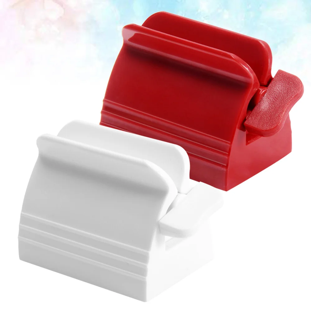 

2 Pcs Toothpaste Squeezer Extruder Hand Style Thicken Desktop Ornament for Home Kids Bathroom (White, Red Color)