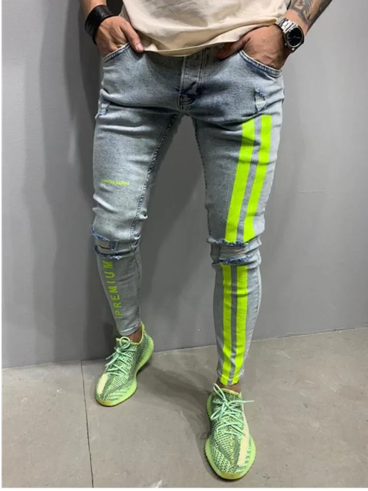 3 Styles Men Stretchy Skinny Biker Slim Fit Denim Scratched zipper Hip hop casual jeans High Quality Jeans