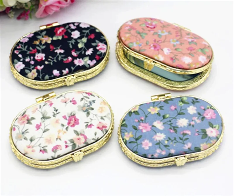 Hot 100pcs/lot Mini Makeup Compact Pocket Floral Mirror Portable Two-side Folding Make Up Women Vintage Cosmetic Mirrors | Красота и