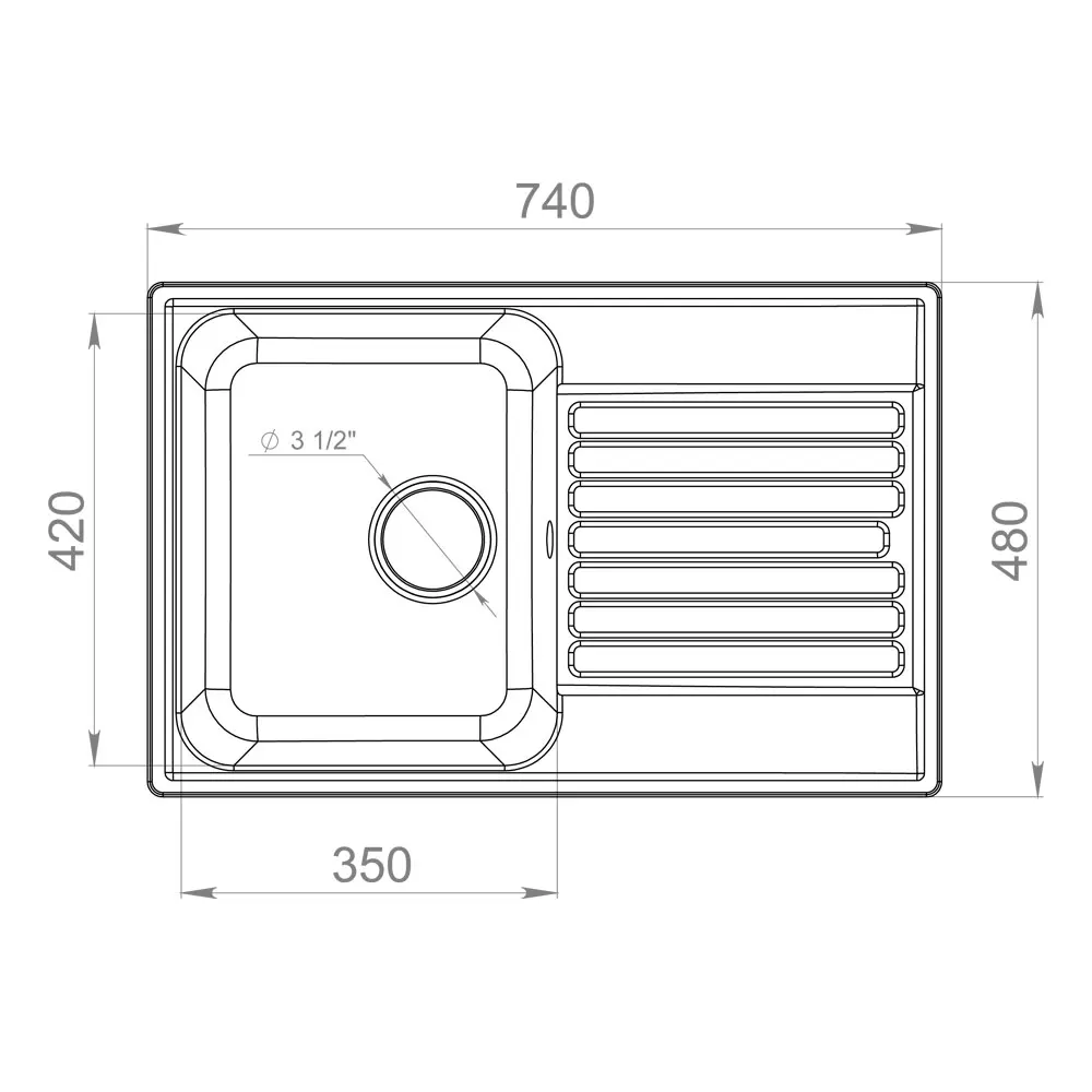 Кухонная мойка Raiber RQ144 черный с крылом|Кухонные раковины| |
