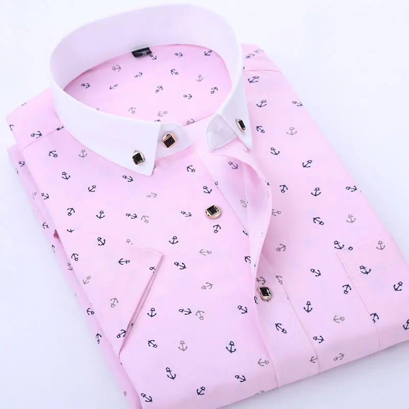 Рубашка мужская с принтом модная сорочка короткими рукавами в повседневном