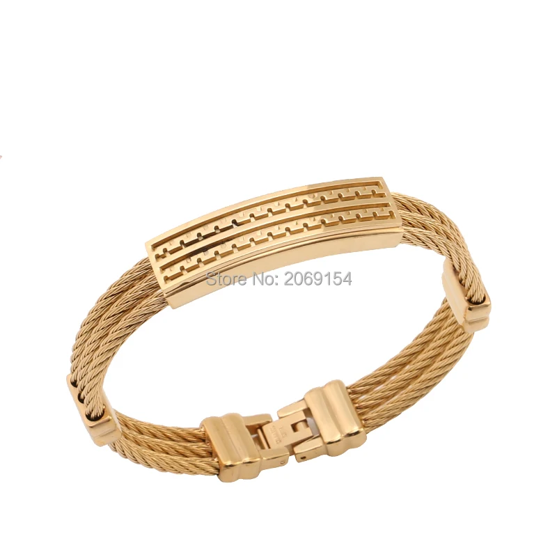 Золотой ювелирный браслет для мужчин Очаровательная цепочка из нержавеющей