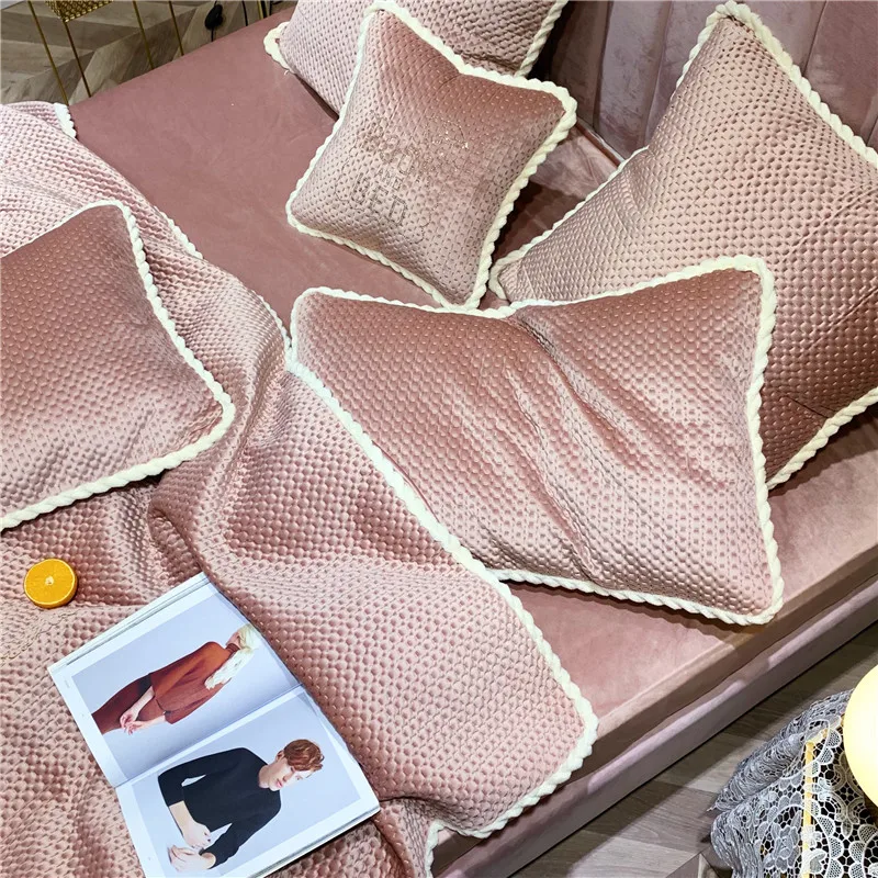 4/7 шт. роскошный Твердый Цвет бархат Постельное белье (пододеяльник простынь и