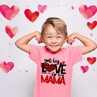 Рубашки для мальчиков, в клетку, с надписью Got Big Love for My Mama, милые рубашки для малышей, на День Св. Валентина, футболка для малыша