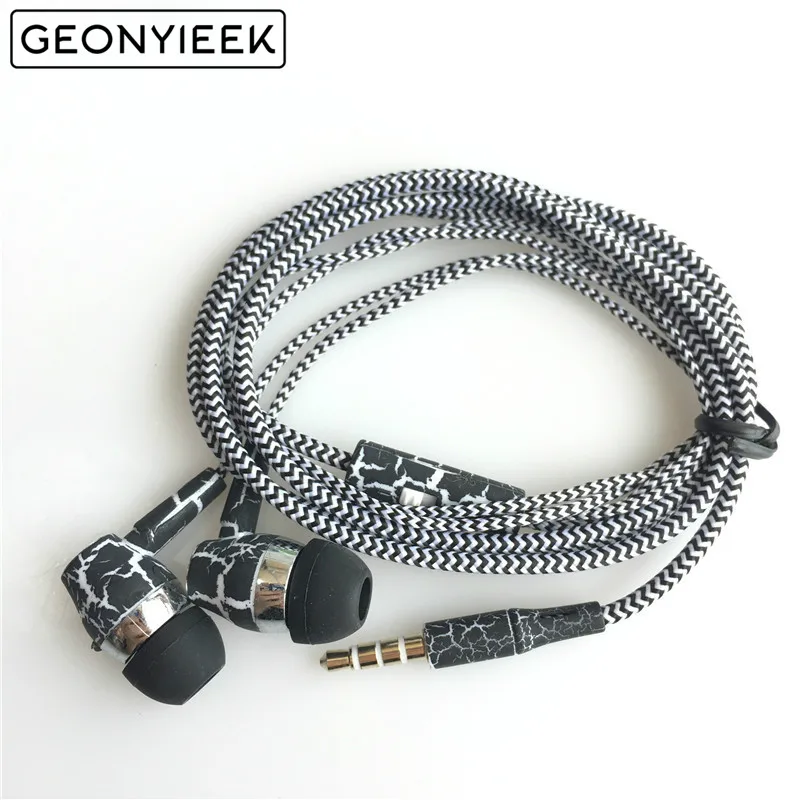 3 5 мм тканевые спортивные персонализированные наушники с микрофоном и шнурком