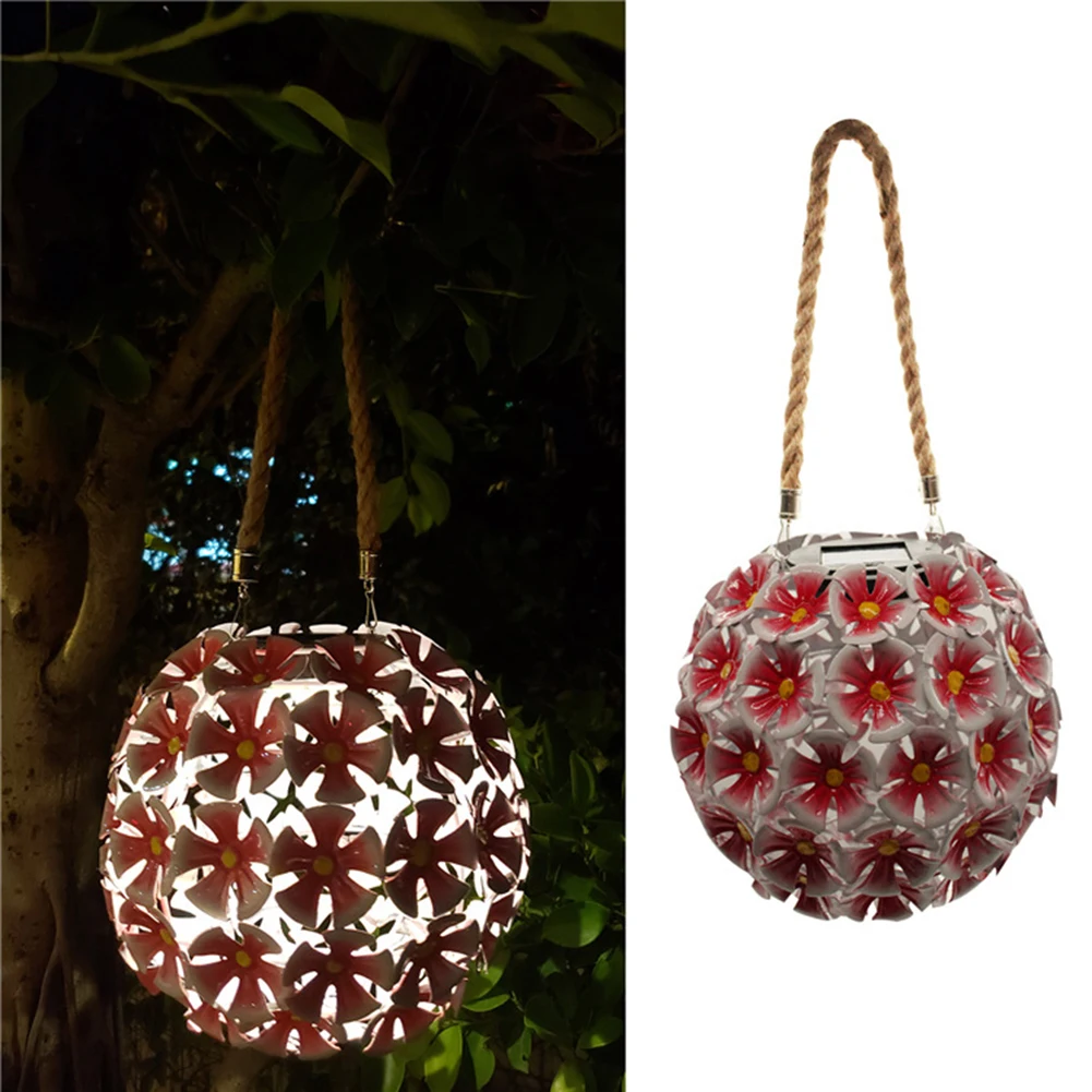 

LED Solar Lamp Metal Flower Ball Lantern Hanging Light Iron Projectile Lamp Garden Lamp Outdoor Garden Patio Decoration Light