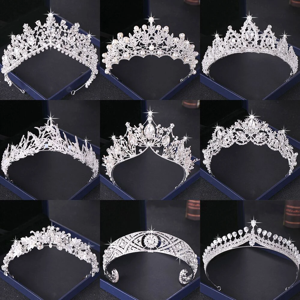 

Silver Color Crystal Tiaras And Crowns Wedding Hair Accessories Bridal Crown Tiara Diadem Wedding Headpiece Women Hair Jewelry