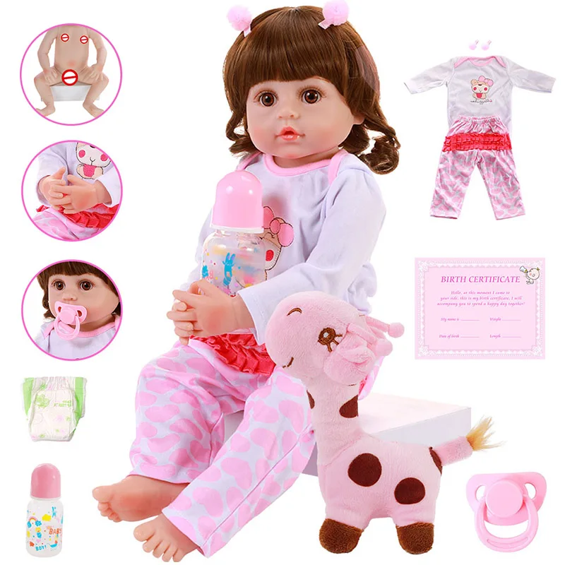 Кукла реборн силиконовая Реалистичная кукла с жирафом 56 см для ванной подарок на