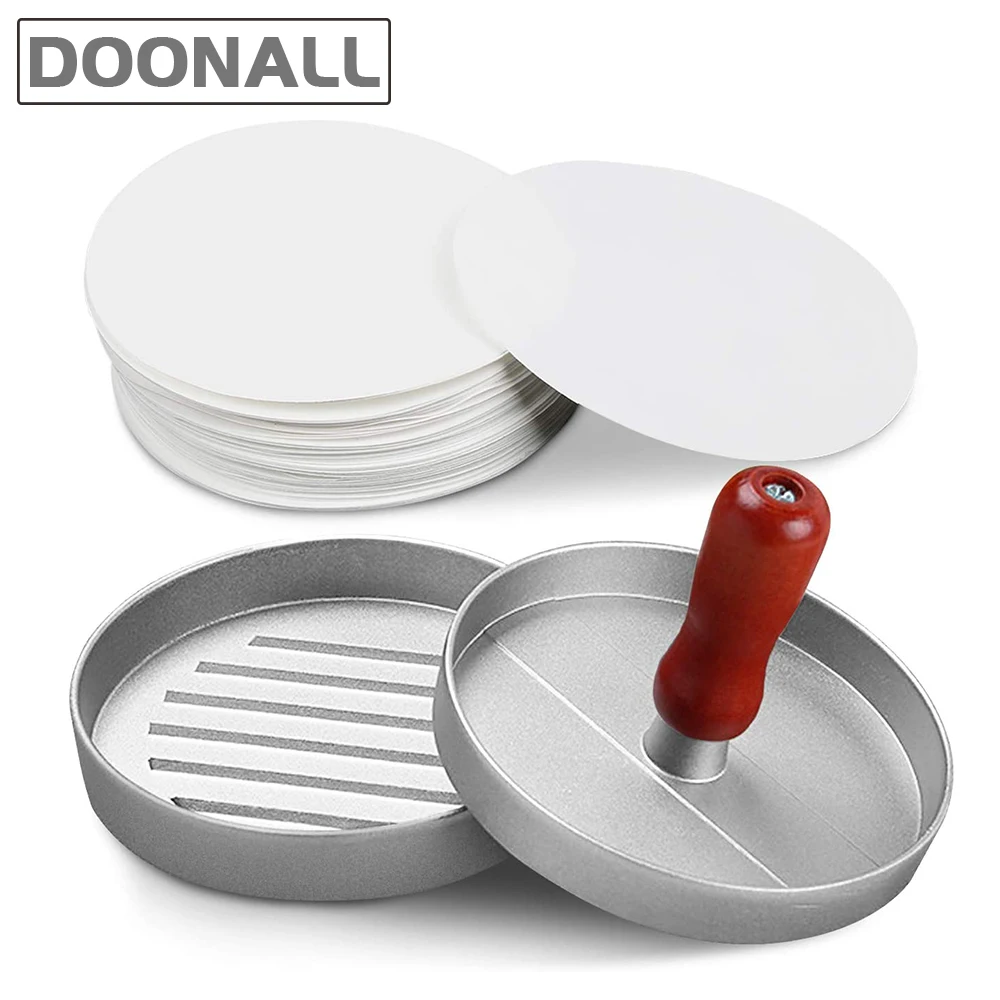 Пресс для бургеров с 100 листами Восковая бумага алюминиевая антипригарная форма