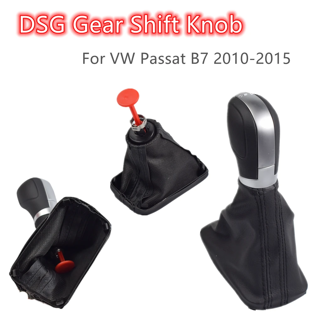 

2022 New Hot Sale Black Leather AT DSG Gear Shift Knob Lever Cover For VW Passat B7 2010 2011 2012 2013 2014 2015