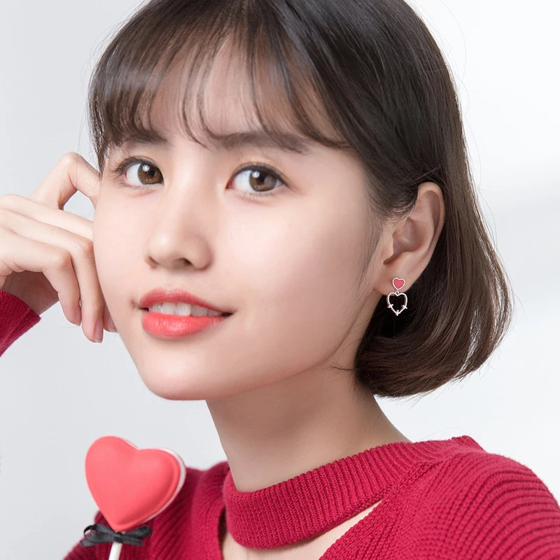 MODIAN сверкающие циркониевые полые сердца Висячие серьги для женщин 925 пробы