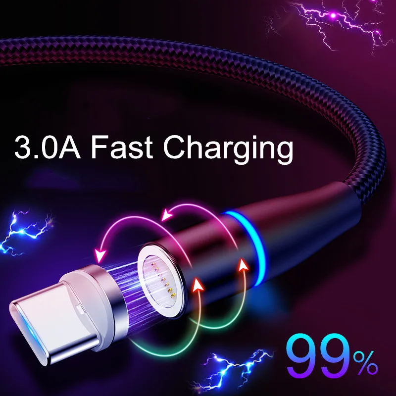 Магнитный кабель Micro USB для быстрой зарядки Vanniso 2m 3A для iPhone X 7 samsung A50 Xiaomi mi9, магнитный кабель usb type-c для передачи данных