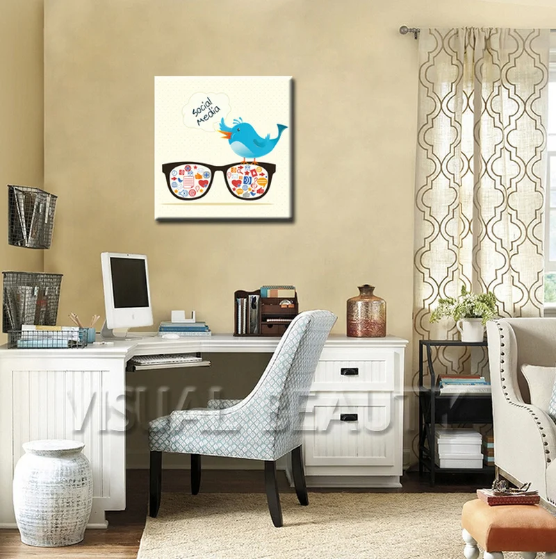 Бесплатная доставка курица стоящая на очках холст искусство социальная медиа