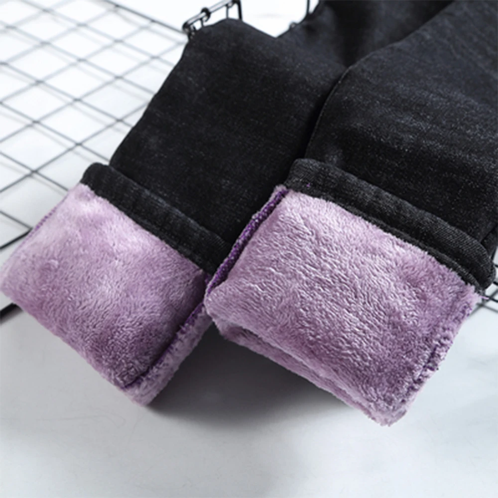 Женские вельветовые джинсы с высокой талией повседневные теплые большого