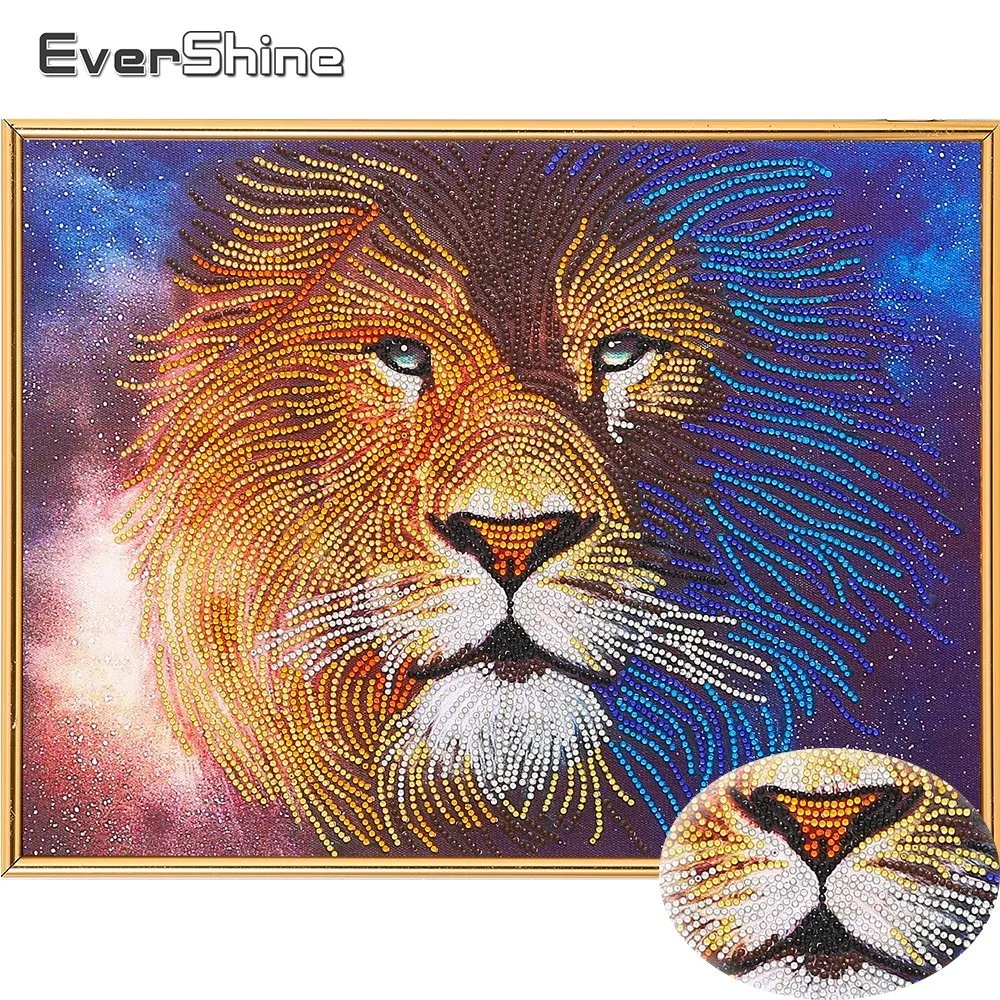 EverShine 5D DIY Diamond Painting Special Shaped Lion Mosaic Wall Home Embroidery Sale Animal Picture Of Rhinestones|Алмазная мозаика