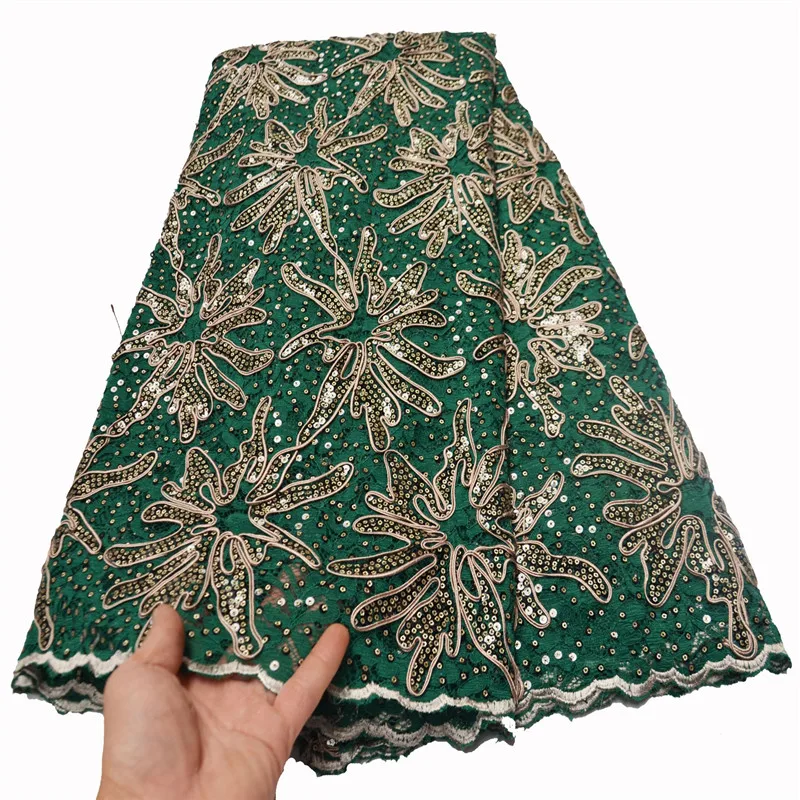 

High Quality Sequins African Sequins Lace Fabric French Tulle Mesh Lace Fabric Embroidery For Nigerian Party Dress FLP-1076