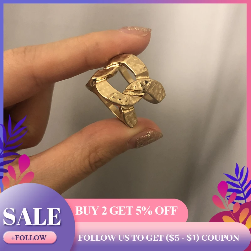 Youvanic винтажное панк золотое плотное кубинское кольцо с цепочкой женское в стиле