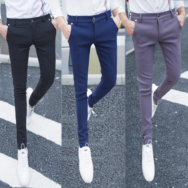 

New style men's casual pants simple slim stretch pants men's Korean fashion Leggings men's hair stylist trendy pants