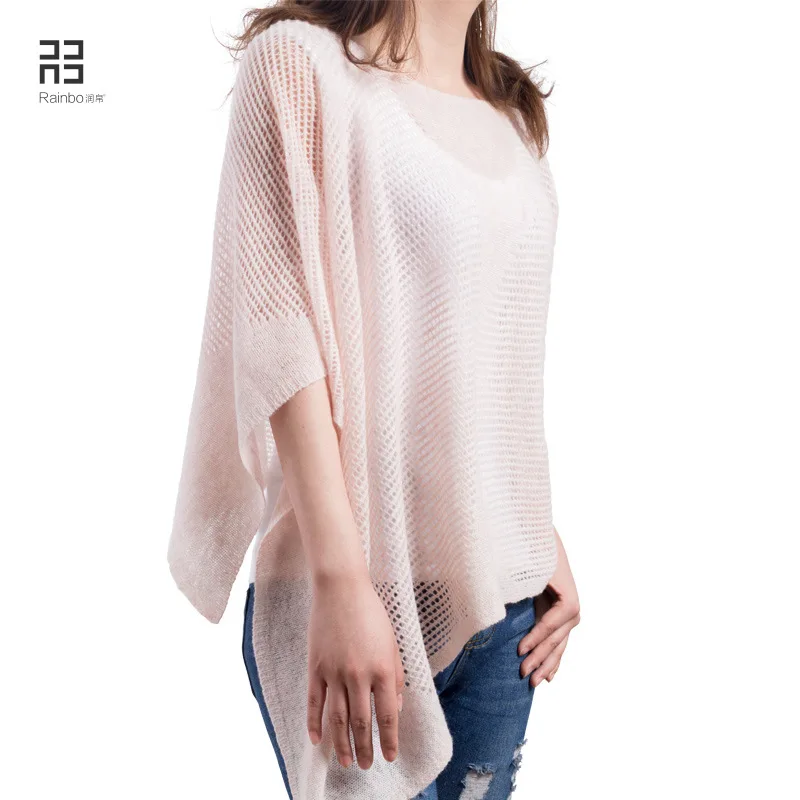

Women's knitted cloak shawl thin spring and summer scarf dual-use pure wool cloak autumn and winter