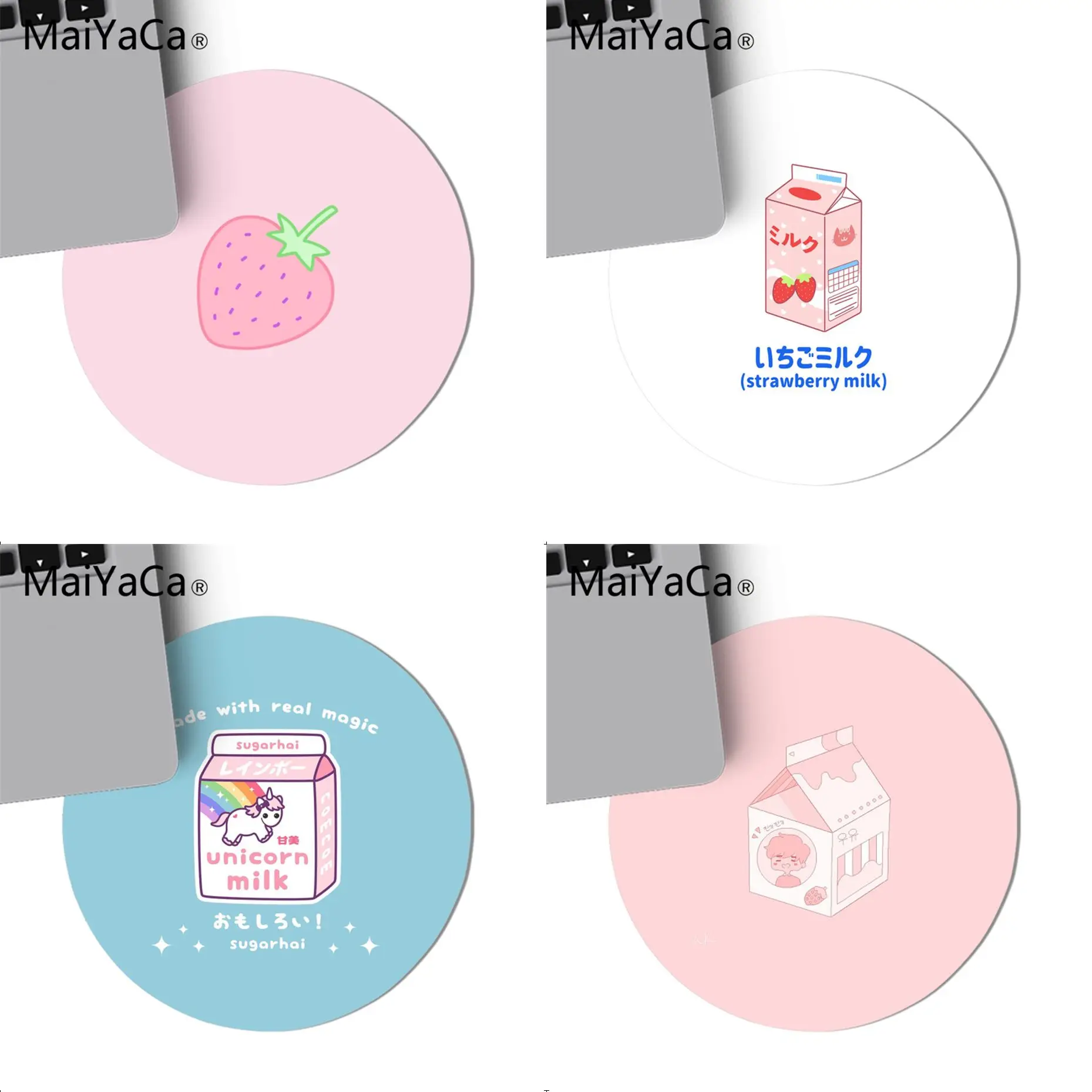 MaiYaCa Kawaii японский клубника молока Мышь коврик игровой планшет для мышки круглый
