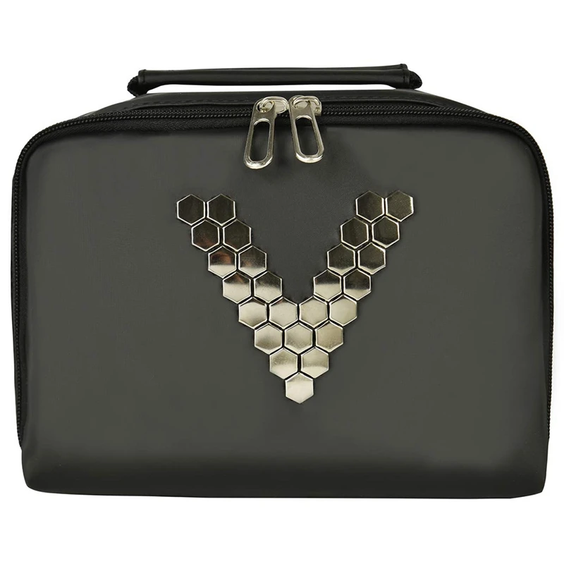 Travel Cosmetic Bag Cosmetic Bag Large Cosmetic Bag Zipper Bag Suitable for Ladies and Girls (Black V Letter)