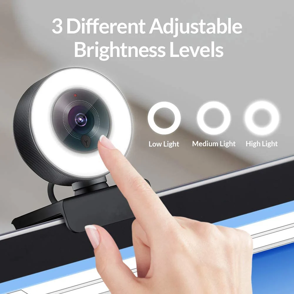 

2K/1080P HD Webcam Built in Adjustable Ring Light and Mic Web Camera Camcorders Camera Photo Camcorders