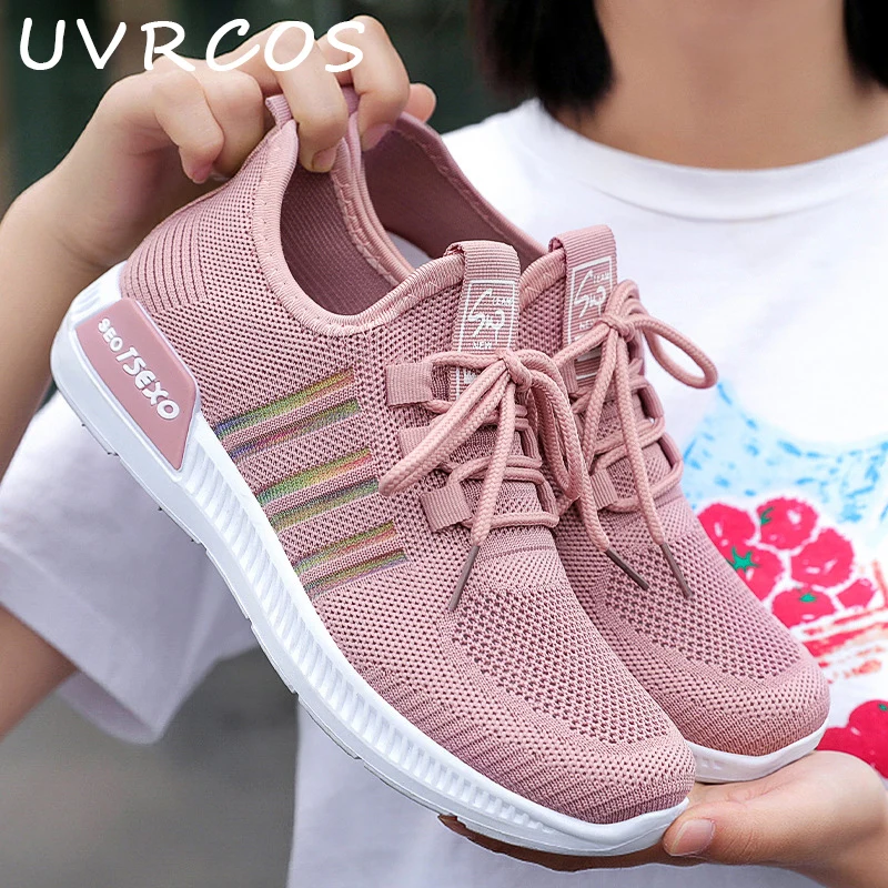 

Women's Sneakers Fashion Mesh Sports Shoes Breathable Knitted Shoes Outdoor Comfort Running Shoes Casual Soft Walk Slip On Shoes