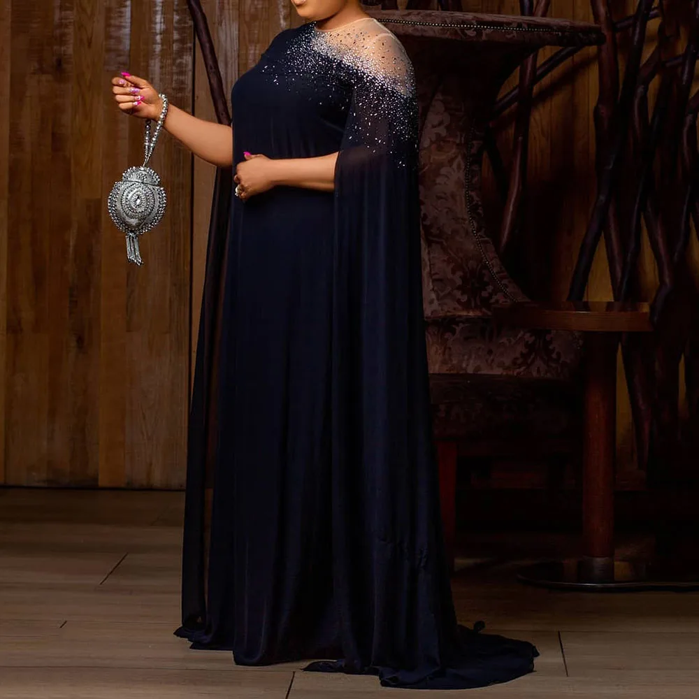 Синие вечерние платья с блестками и сеткой открытыми плечами элегантные размера