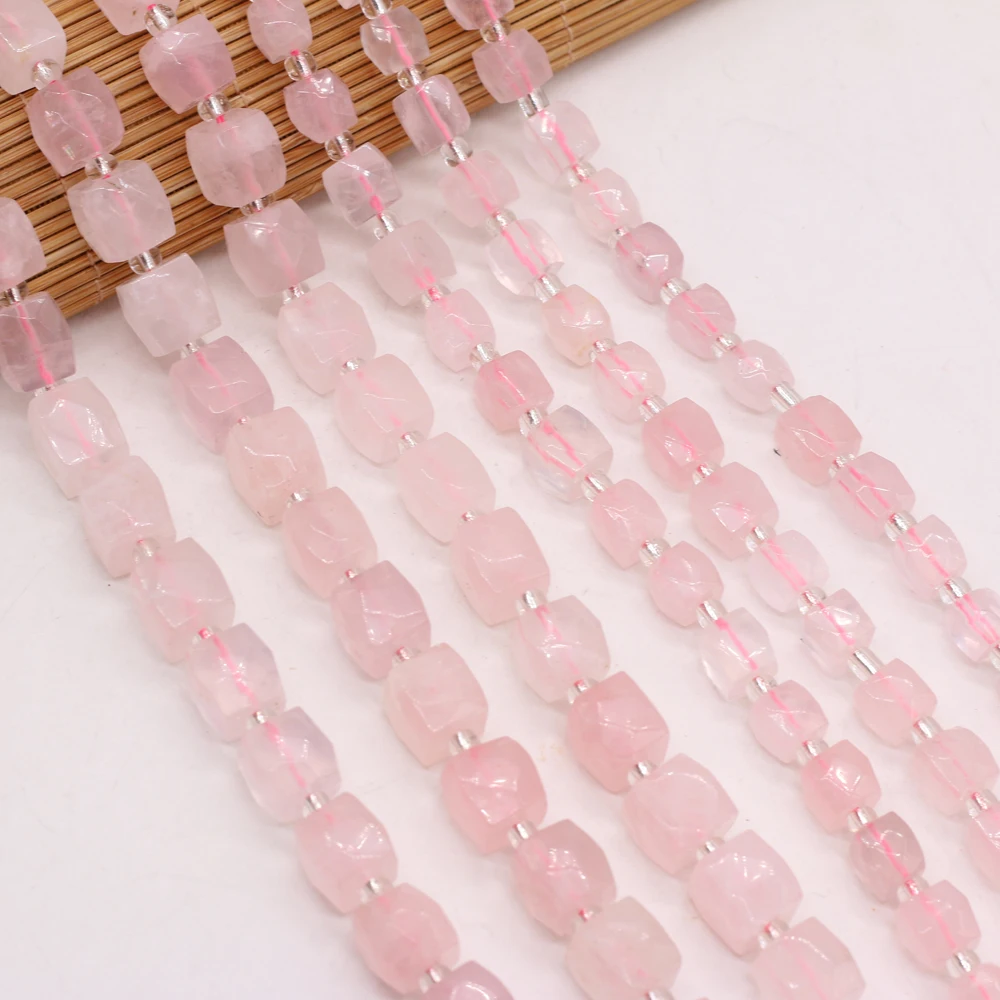 

Hot Selling Natural Pink Crystal Rectangular Semi-precious Stones Beaded Boutique Making DIY Fashion Charm Necklace Jewelry