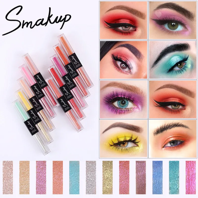 Желтые двойные жидкие тени для век осветляющие стойкие матовые мерцающие