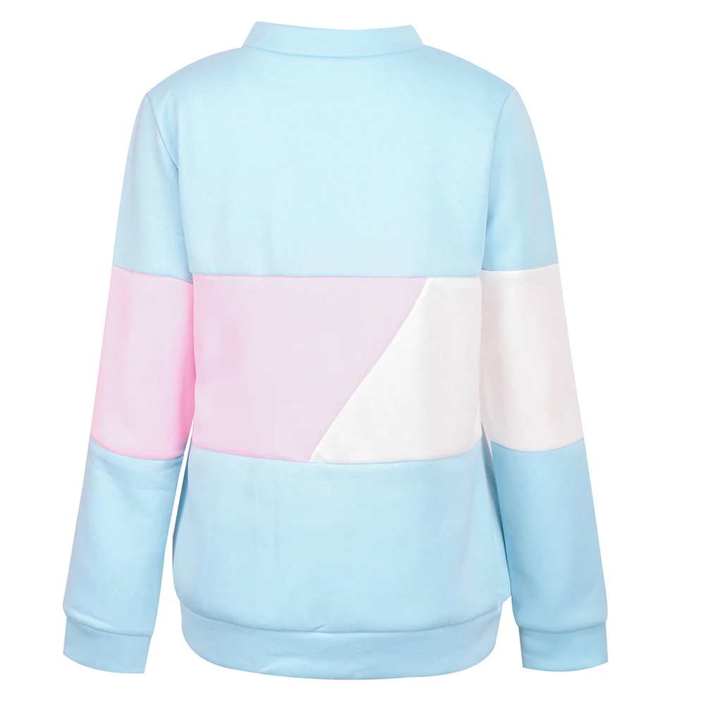 Autumn Women Hoodie Pullover Round Collar Long Sleeved Casual Sweatshirts 2019 New Fashion Colorblock Sweatshirt Top Dropship | Женская