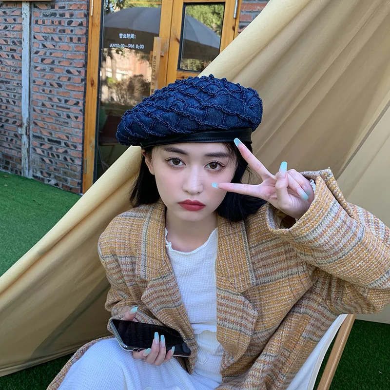 Берет художника Женский Модный берет с плоским верхом в Корейском стиле из