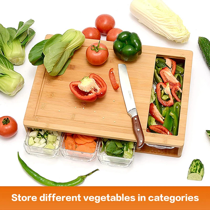 Многофункциональный Натуральные Бамбуковые разделочные доски с 4 ящиками
