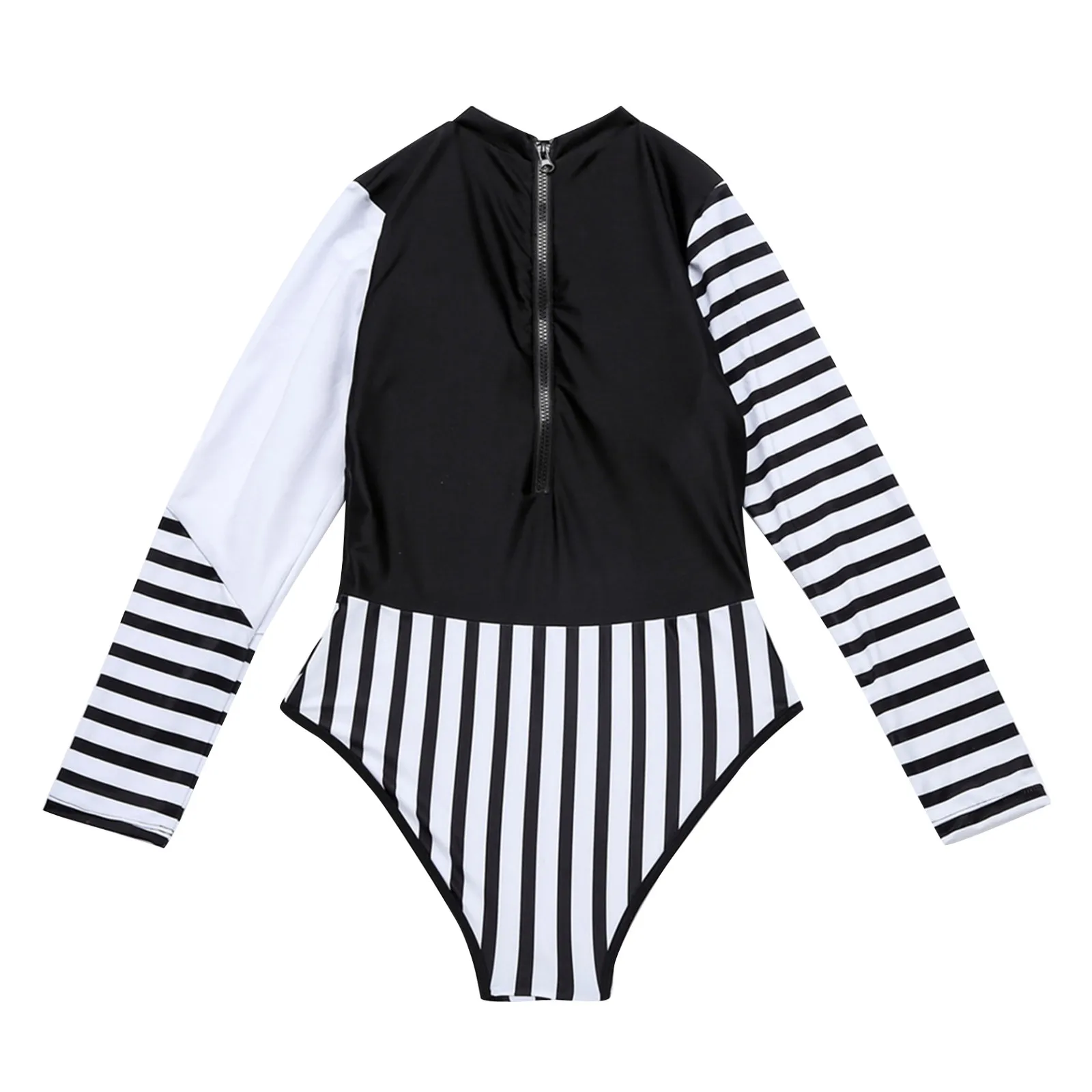 

Print Striped One Piece Swimsuit Women Swimwear Monokini Long Sleeve Print Female Bathing Suit Surfing Bodysuit Swim Wear Beach