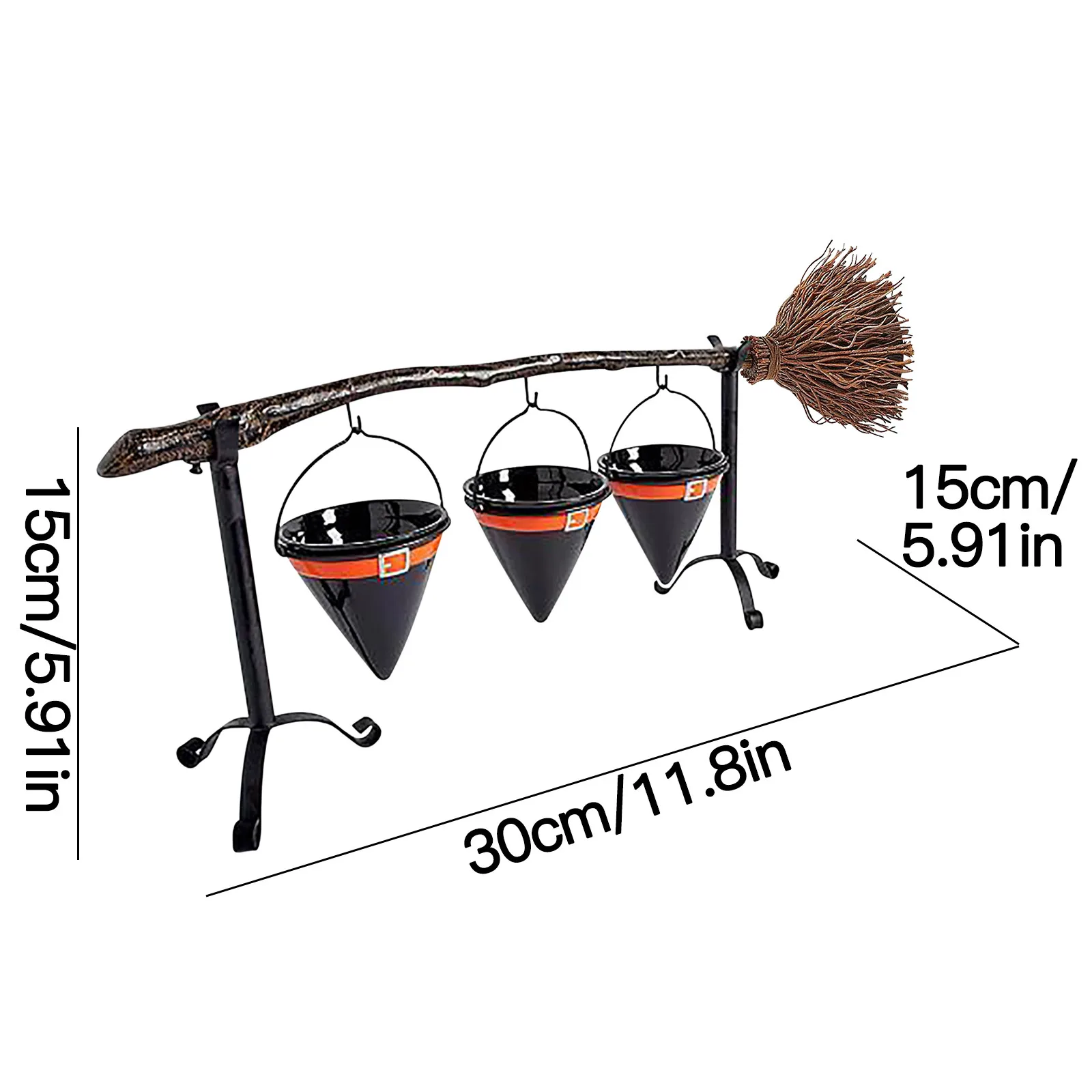 Broomstick Snack Bowl Stand Home Party Witch Hat Shelf Decor Halloween Creative Basket | Дом и сад