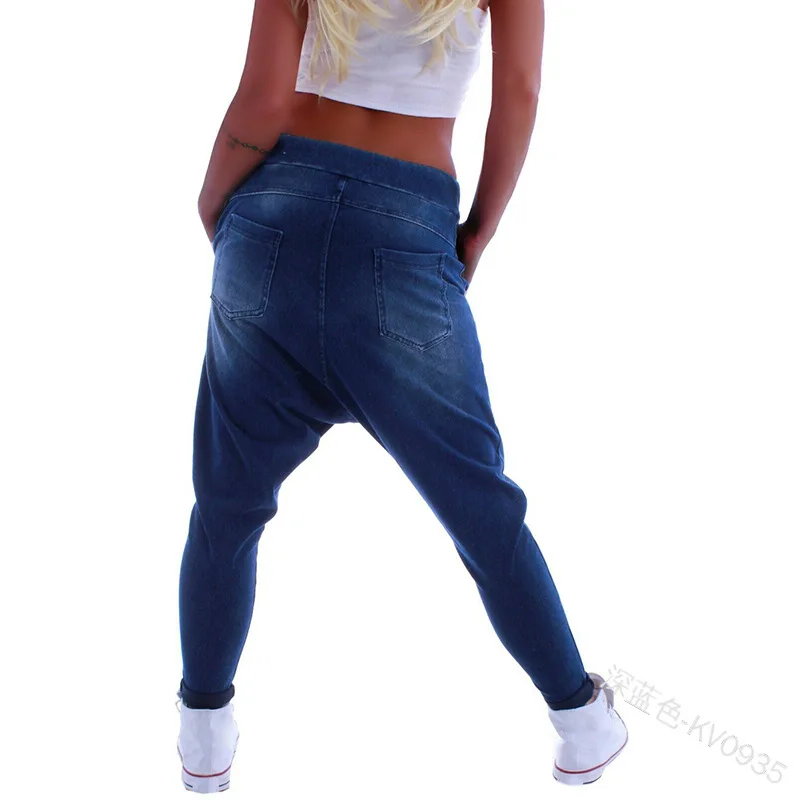 

Women's Jeans Croos-pants Stacked Plus Size Clothing for Women Hip Hop Pant Drawstring Harem Loose Casual Street Dance Trousers