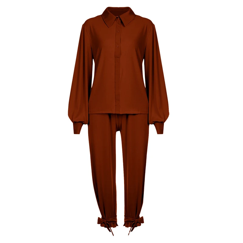 

Two Piece Set Women Top And Pants Tracksuits Women 2020 Casual Solid Suit Long Sleeve Top Loose Long Pants Ropa Mujer