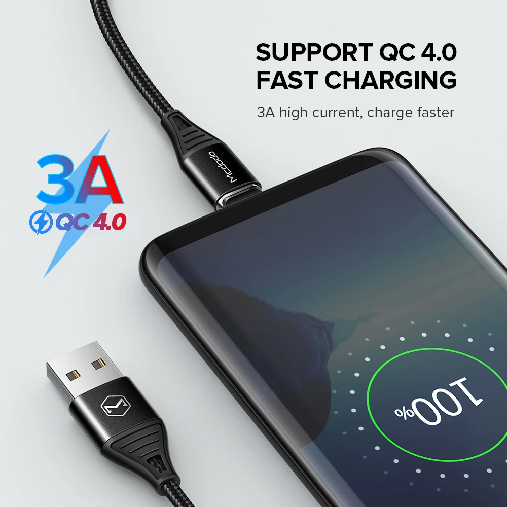 MCDODO Магнитный кабель 3A для быстрой зарядки iPhone XS X samsung зарядное устройство Quick Charge 3,0 Micro usb type C Магнитный шнур для передачи данных
