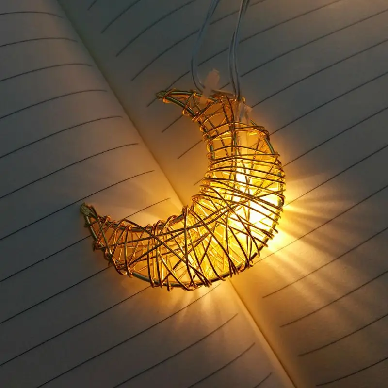 

Eid Mubarak Handmade Wire Moon Light String LED Light Eid Ramadan Islamic Batter