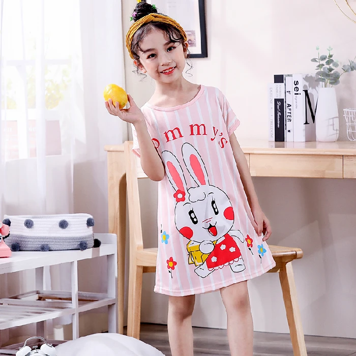 

Summer Toddler Girls Nightgown Kids Sleeping Dress Short Sleeved Cartoon Children Princess Nightdress Clothing Child Night Skirt