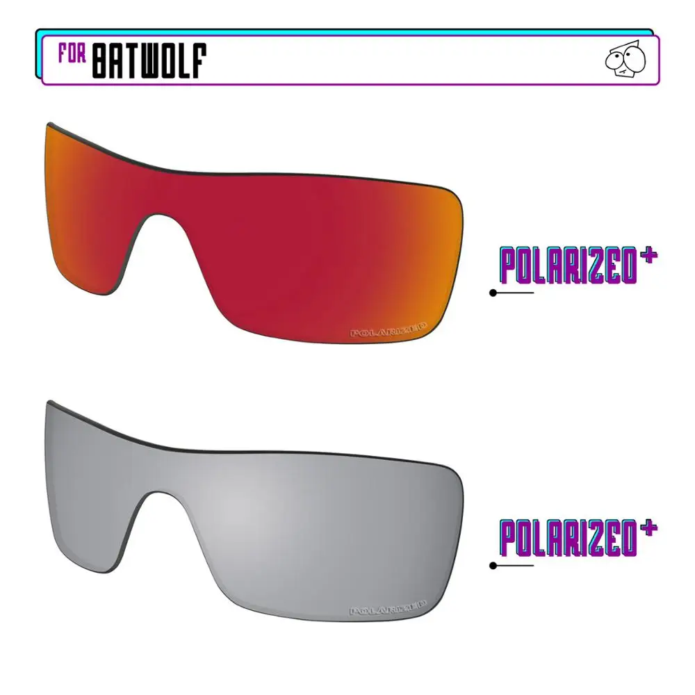 EZReplace Polarized Replacement Lenses for - Oakley Batwolf Sunglasses - Sir P Plus-Red P Plus