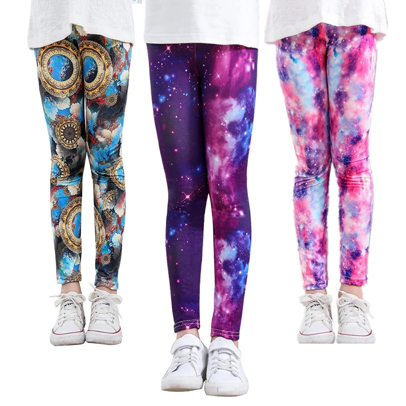 Леггинсы с принтом для маленьких девочек Детская одежда Обтягивающие эластичные