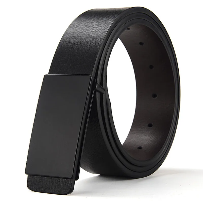 

Men's Designer Leather Belt Buckle Smooth Buckle Business Simple Belt High Quality Two-layer Cowhide Belt